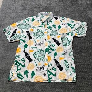 Bwm Global Oakland Athletics Hawaiian Shirt Mens XL White Coca-Cola Zero Sugar